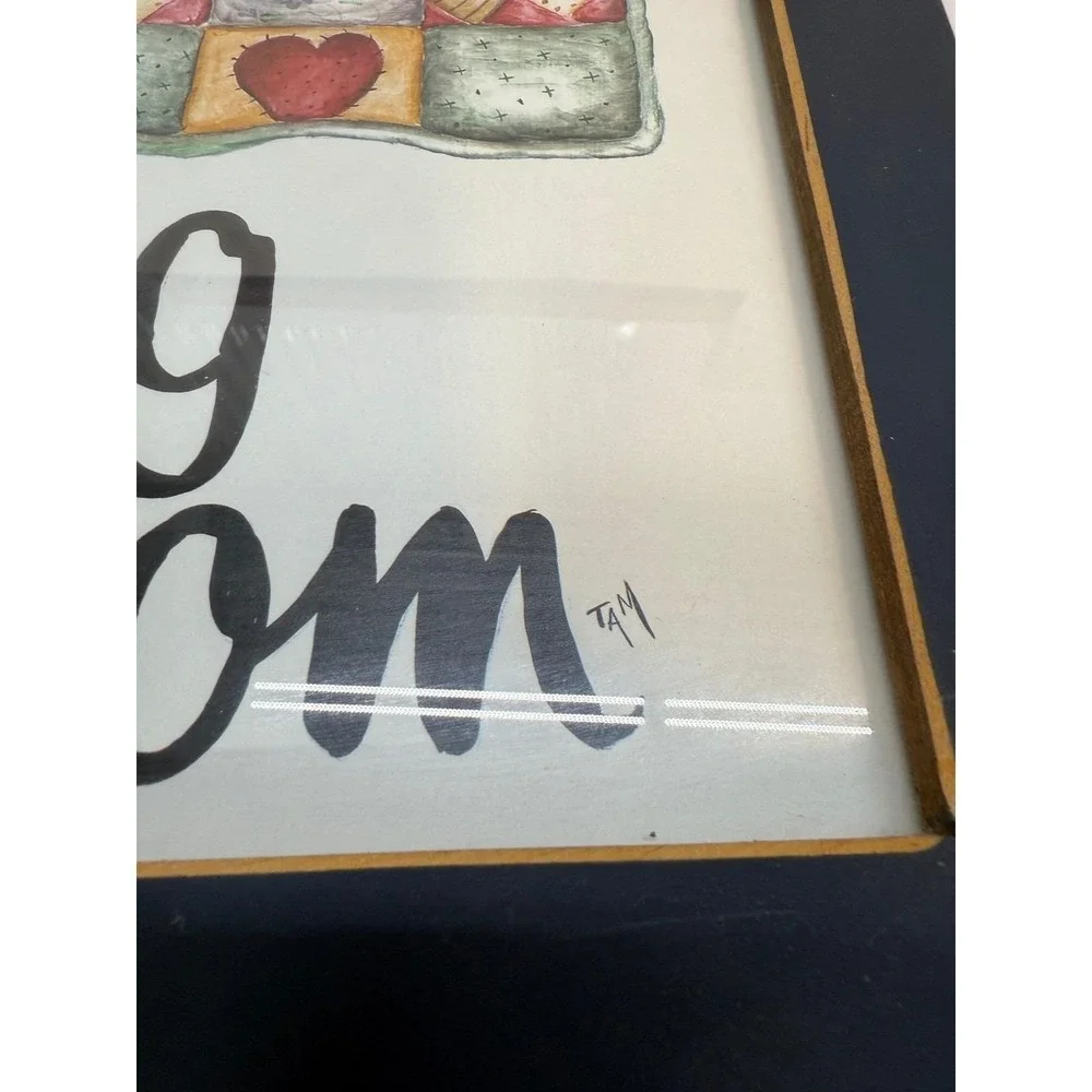 The Sewing Room Framed Wall Art‎ Folk Art Quilt Tomato Pincushion Signed TAM
